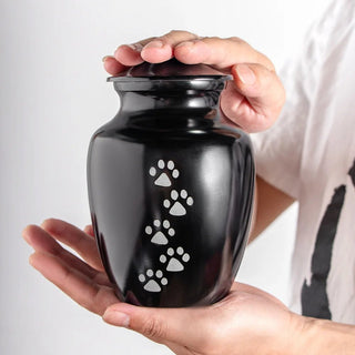 Memoriale Urna Colore Nero Animali Domestici Zampe Commemorazione - INTERIOR DREAM DESIGN