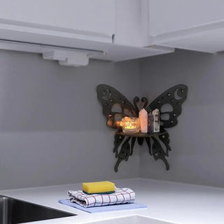 Mensola Da Salotto A Forma Di Farfalla 1 Pezzo Nero Con Viti Facile Da Applicare Adatta Ad Arredo Casa - INTERIOR DREAM DESIGN