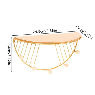 Mensola Parete Muro Sospesa Legno Metallo Oro Decorativa Arredamento Salotto Casa Interni Resistente - INTERIOR DREAM DESIGN