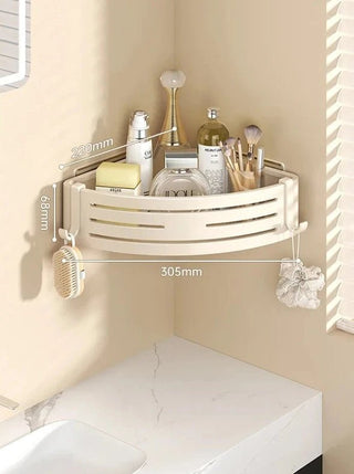 Mensola Scaffale Bagno Parete Sospeso Adesivo Angolo Metallo Elegante Accessori Organizzazione Casa - INTERIOR DREAM DESIGN