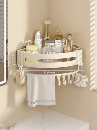 Mensola Scaffale Bagno Parete Sospeso Adesivo Angolo Metallo Elegante Accessori Organizzazione Casa - INTERIOR DREAM DESIGN