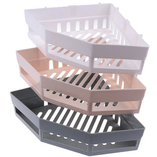 Mensole Angolari Adesive Senza Foratura Resistenti Plastica Rigida Lavabili Diversi Colori Organizzazione Bagno Casa-INTERIOR DREAM DESIGN
