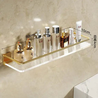 Mensole Bagno Fissaggio Parete Portasciugamani Plexiglass Alluminio Oro Diverse Dimensioni Accessori Arredamento Bagno Casa - INTERIOR DREAM DESIGN