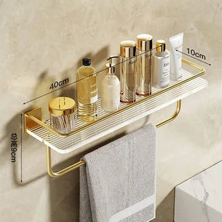 Mensole Bagno Fissaggio Parete Portasciugamani Plexiglass Alluminio Oro Diverse Dimensioni Accessori Arredamento Bagno Casa - INTERIOR DREAM DESIGN