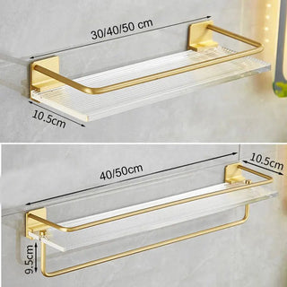 Mensole Bagno Fissaggio Parete Portasciugamani Plexiglass Alluminio Oro Diverse Dimensioni Accessori Arredamento Bagno Casa - INTERIOR DREAM DESIGN