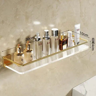 Mensole Bagno Fissaggio Parete Portasciugamani Plexiglass Alluminio Oro Diverse Dimensioni Accessori Arredamento Bagno Casa - INTERIOR DREAM DESIGN