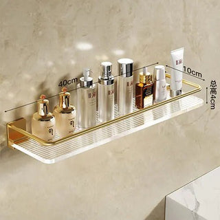 Mensole Bagno Fissaggio Parete Portasciugamani Plexiglass Alluminio Oro Diverse Dimensioni Accessori Arredamento Bagno Casa - INTERIOR DREAM DESIGN