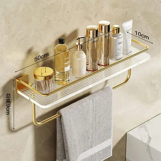 Mensole Bagno Fissaggio Parete Portasciugamani Plexiglass Alluminio Oro Diverse Dimensioni Accessori Arredamento Bagno Casa - INTERIOR DREAM DESIGN