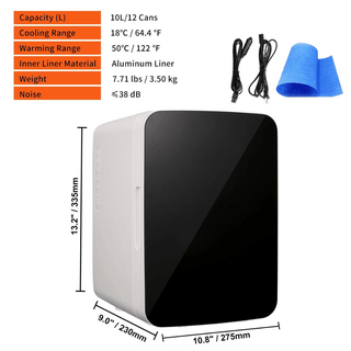 Mini Frigo Rivestimento Alluminio Nero Capacità 10/12 Lattine Batteria Ricaricabile Caldo Freddo-INTERIOR DREAM DESIGN