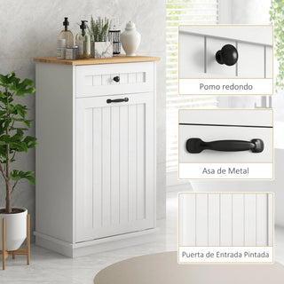 Mobile Bagno Bianco 2 Cassetti Cesto Biancheria Incluso Tessuto Materiale Legno Capacità Carico Totale 15kg Gancio Fissaggio Muro - INTERIOR DREAM DESIGN