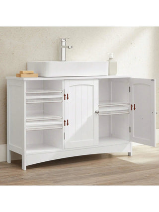 Mobile Bagno Bianco Base Lavello Due Ante Legno Comodo Ampio Spazio-INTERIOR DREAM DESIGN