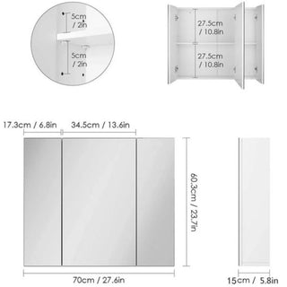 Mobile Bagno Bianco Specchi 3 Ante Legno Vetro Arredamento Casa-INTERIOR DREAM DESIGN