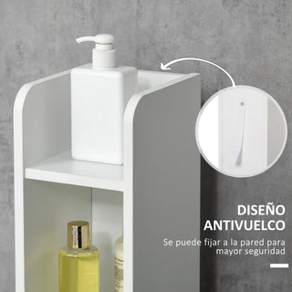 Mobile Bagno Colore Bianco Grigio Chiaro Cassetti 3 Ripiani Aperti 3 Ripiani Chiusi Materiale Legno Resistente Capacità Carico 15kg - INTERIOR DREAM DESIGN