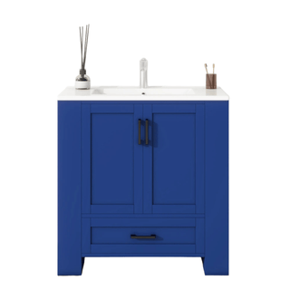 Mobile Bagno Colore Blu Materiale Legno Ceramica 2 Ante 1 Cassetto Grandi Dimensioni-INTERIOR DREAM DESIGN