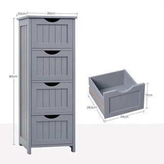 Mobile Bagno Colore Grigio 4 Cassetti Materiale Legno Arredamento Casa-INTERIOR DREAM DESIGN