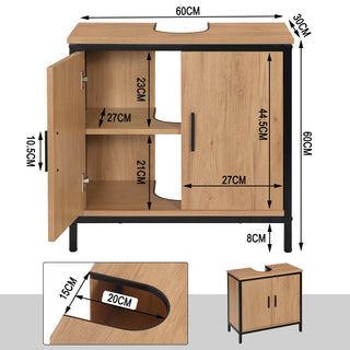 Mobile Bagno Lavandino Legno Metallo Marrone Nero Cassetti Scaffali Accessori Arredamento Bagno Arredo Interni Casa - INTERIOR DREAM DESIGN