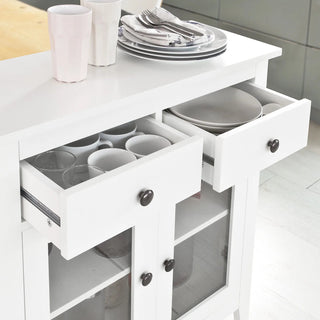 Mobile Bagno Legno 2 Ante 2 Cassetti Colore Bianco Arredamento Casa Organizzazione-INTERIOR DREAM DESIGN