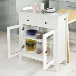 Mobile Bagno Legno 2 Ante 2 Cassetti Colore Bianco Arredamento Casa Organizzazione-INTERIOR DREAM DESIGN