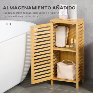 Mobile Bagno Legno Bamboo 2 Ripiani Scaffali Interni Arredamento Marrone Chiaro Semplice Elegante Utile Resistente Arredamento Bagno - INTERIOR DREAM DESIGN