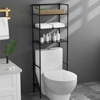 Mobile Bagno Scaffale Metallo Semplice Bianco Nero WC Portaoggetti Accessori Arredamento Casa - INTERIOR DREAM DESIGN