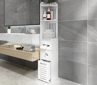 Mobile Da Bagno Salvaspazio Colore Bianco Con Cassetti Dimensioni Design Arredo Bagno Moderno - INTERIOR DREAM DESIGN