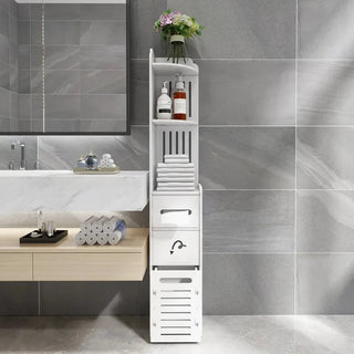 Mobile Da Bagno Salvaspazio Colore Bianco Con Cassetti Dimensioni Design Arredo Bagno Moderno - INTERIOR DREAM DESIGN