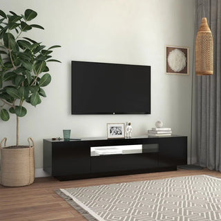 Mobile Da Tv Per Soggiorno Colore Nero Moderno Luci LED Tv Divertimento Dimensioni - INTERIOR DREAM DESIGN