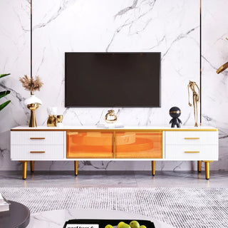 Mobile Da Tv Supporto Tv In Legno Bianco Design Moderno Per Casa Con Luce Led Colori Moderno - INTERIOR DREAM DESIGN