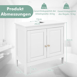 Mobile Lavello Base Bianco Legno Metallo Due Ante Comodo Pratico Elegante Semplice-INTERIOR DREAM DESIGN