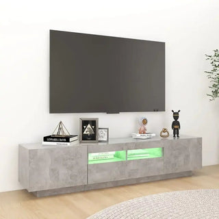 Mobile Salotto Luci Led Grigio Cemento Stile Elegante Neutro Solido Resistente Decorazioni Casa Supporto Tv - INTERIOR DREAM DESIGN