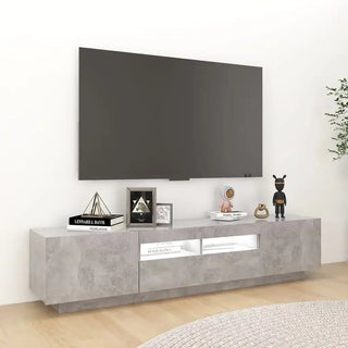 Mobile Salotto Luci Led Grigio Cemento Stile Elegante Neutro Solido Resistente Decorazioni Casa Supporto Tv - INTERIOR DREAM DESIGN