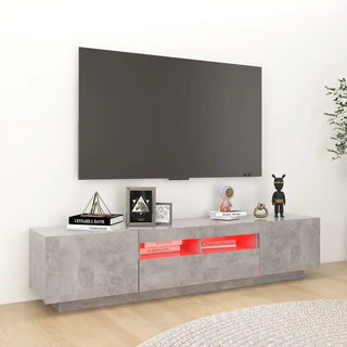 Mobile Salotto Luci Led Grigio Cemento Stile Elegante Neutro Solido Resistente Decorazioni Casa Supporto Tv - INTERIOR DREAM DESIGN