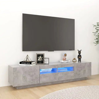 Mobile Salotto Luci Led Grigio Cemento Stile Elegante Neutro Solido Resistente Decorazioni Casa Supporto Tv - INTERIOR DREAM DESIGN