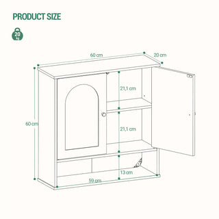 Mobile Sospeso Bianco Bagno Due Ante Materiale Legno Comodo Pratico Elegante-INTERIOR DREAM DESIGN