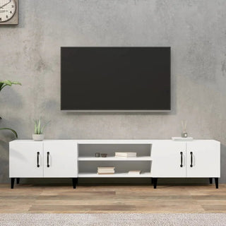 Mobile Tv Bianco Elegante Ampio Resistente Neutro Solido Supporto Decorazioni Salotto Comodità - INTERIOR DREAM DESIGN