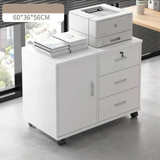 Mobiletto Ufficio Diversi Colori Bianco Marrone Legno Metallo 4 Ruote Cassetti 4 Scomparti Chiave Sicurezza Arredamento Ufficio Casa Lavoro - INTERIOR DREAM DESIGN