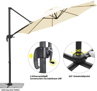 Ombrellone Protezione Solare Pioggia Rotondo Pieghevole Rotazione 360° Inclinazione Stabile Giardino Piscina Impermeabile Arredamento Esterno Casa - INTERIOR DREAM DESIGN