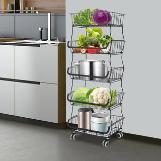 Organizer 5 Livelli Metallo Arredamento Casa Stoviglie Frutta Cucina-INTERIOR DREAM DESIGN