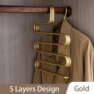 Organizer Armadio Pantaloni Ganci Vestiti Diversi Colori Oro Argento 5 Ripiani Salvaspazio-INTERIOR DREAM DESIGN