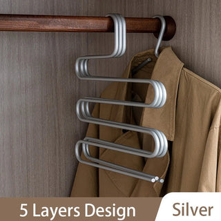 Organizer Armadio Pantaloni Ganci Vestiti Diversi Colori Oro Argento 5 Ripiani Salvaspazio-INTERIOR DREAM DESIGN