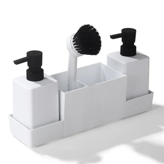 Organizer Bagno Nero Grigio Bianco Plastica Resistente 4 Pezzi Pratico Comodo-INTERIOR DREAM DESIGN