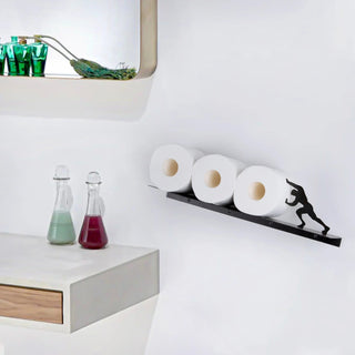 Organizer Carta Igienica Metallo Resistente Installazione Viti Design Simpatico Hercules Portarotolo Organizzazione Accessori Bagno - INTERIOR DREAM DESIGN