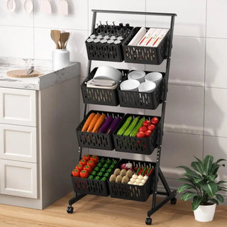 Organizer Cucina Acciaio Inossidabile Diversi Ripiani Arredamento Sistemazione Cibo-INTERIOR DREAM DESIGN