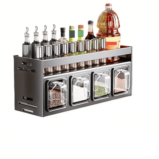 Organizer Cucina Acciaio Inossidabile Diversi Scomparti Spezie Cibo Bottiglie Comodo Colore Argento-INTERIOR DREAM DESIGN