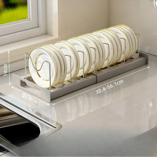 Organizer Cucina Bianco Grigio Regolabile Allungabile Pentole Piatti Organizzazione-INTERIOR DREAM DESIGN