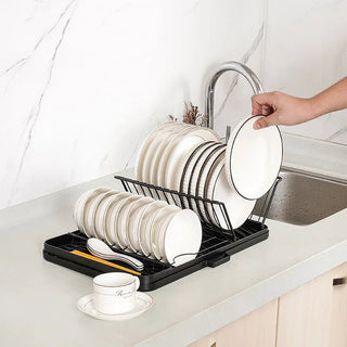 Organizer Cucina Bianco Nero Metallo Organizzazione Piatti Stoviglie-INTERIOR DREAM DESIGN