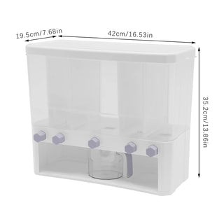 Organizer Cucina Bianco Plastica 5 Scomparti Cereali Legumi Cibo Casa-INTERIOR DREAM DESIGN