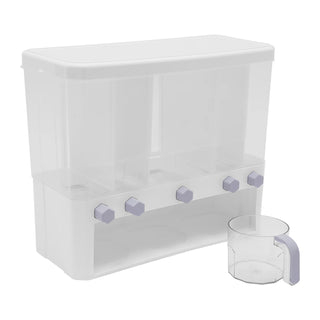 Organizer Cucina Bianco Plastica 5 Scomparti Cereali Legumi Cibo Casa-INTERIOR DREAM DESIGN