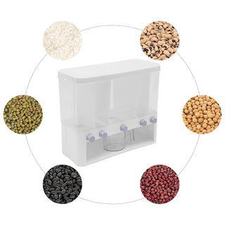 Organizer Cucina Bianco Plastica 5 Scomparti Cereali Legumi Cibo Casa-INTERIOR DREAM DESIGN