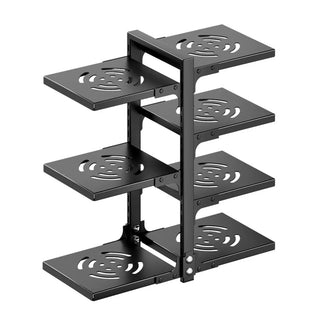 Organizer Cucina Colore Nero Acciaio Diversi Ripiani 7 Mensole Organizzazione Casa Pentole-INTERIOR DREAM DESIGN